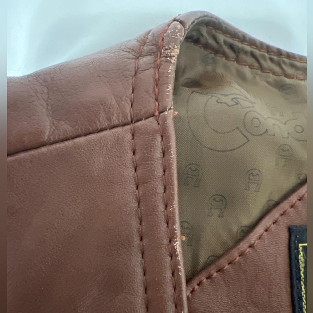 Condor Brown Leather Western Moto Biker Vest w/ Back Buckle Size 46 - Picture 10 of 10